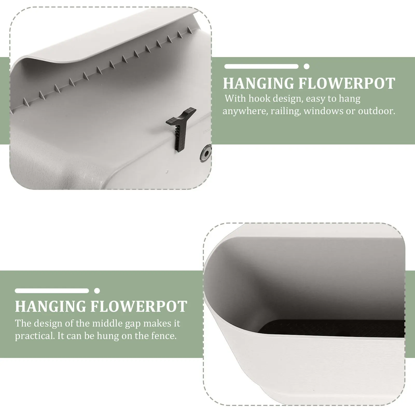 Balcony Railing Flower Pot Hanging Planter Sturdy Handrail Fence Railing Container for Outdoor Indoor Hanging Plants
