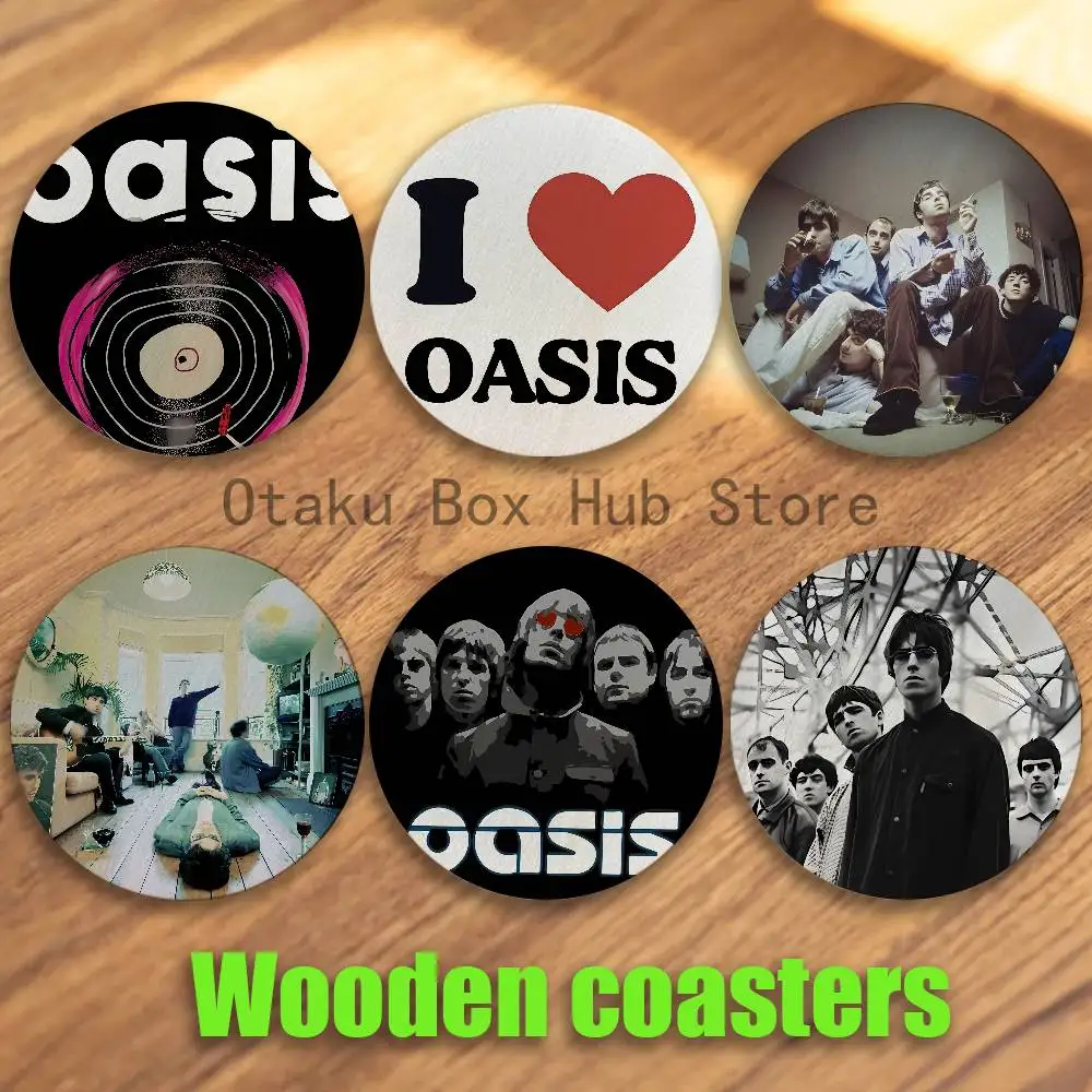 

Hot O-Oasis Band Wood Coaster Set - Heat Resistant For Tea & Coffee, Home Cafe Decor Holiday Gift