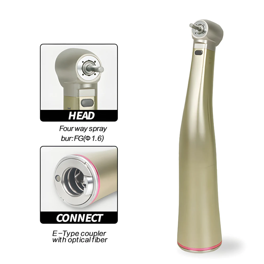 ECIN Tandheelkundige 1:5 Glasvezel LED Contra Hoek Handstuk Keramische Lager Interne 4-weg Spray Drukknop Rode Ring Tandheelkunde Gereedschap