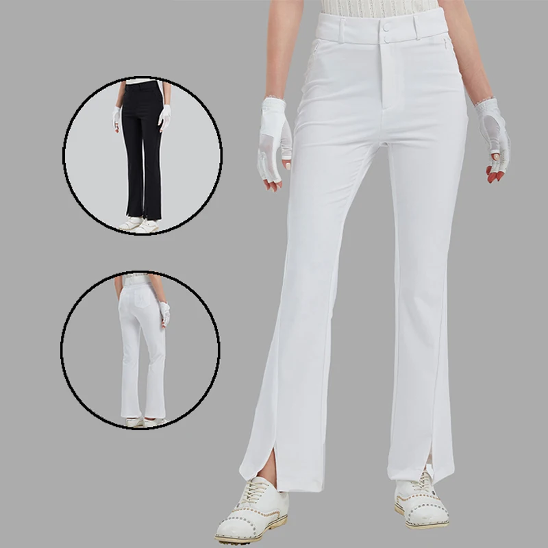 MG Women Summer Golf Wear Solid Color Casual Long Pants Slit Flared Sports Pants Ladies High Waist Breathable Sweatpants