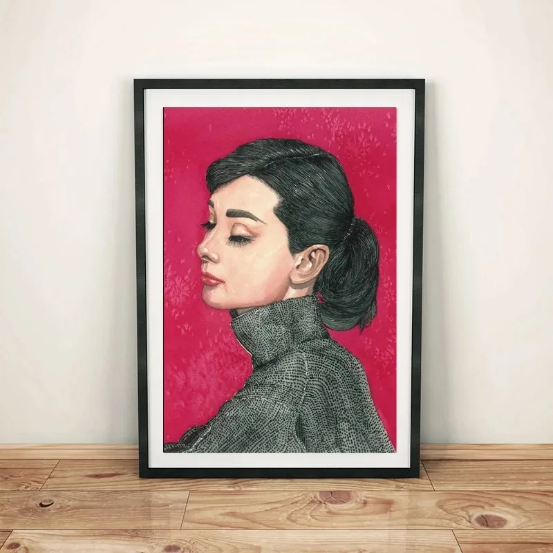 Fashion Star Audrey Hepburn Abstract Art Painting Poster Canvas Prints Wall Art Pictures for Living Room Home Decor Aesthetics