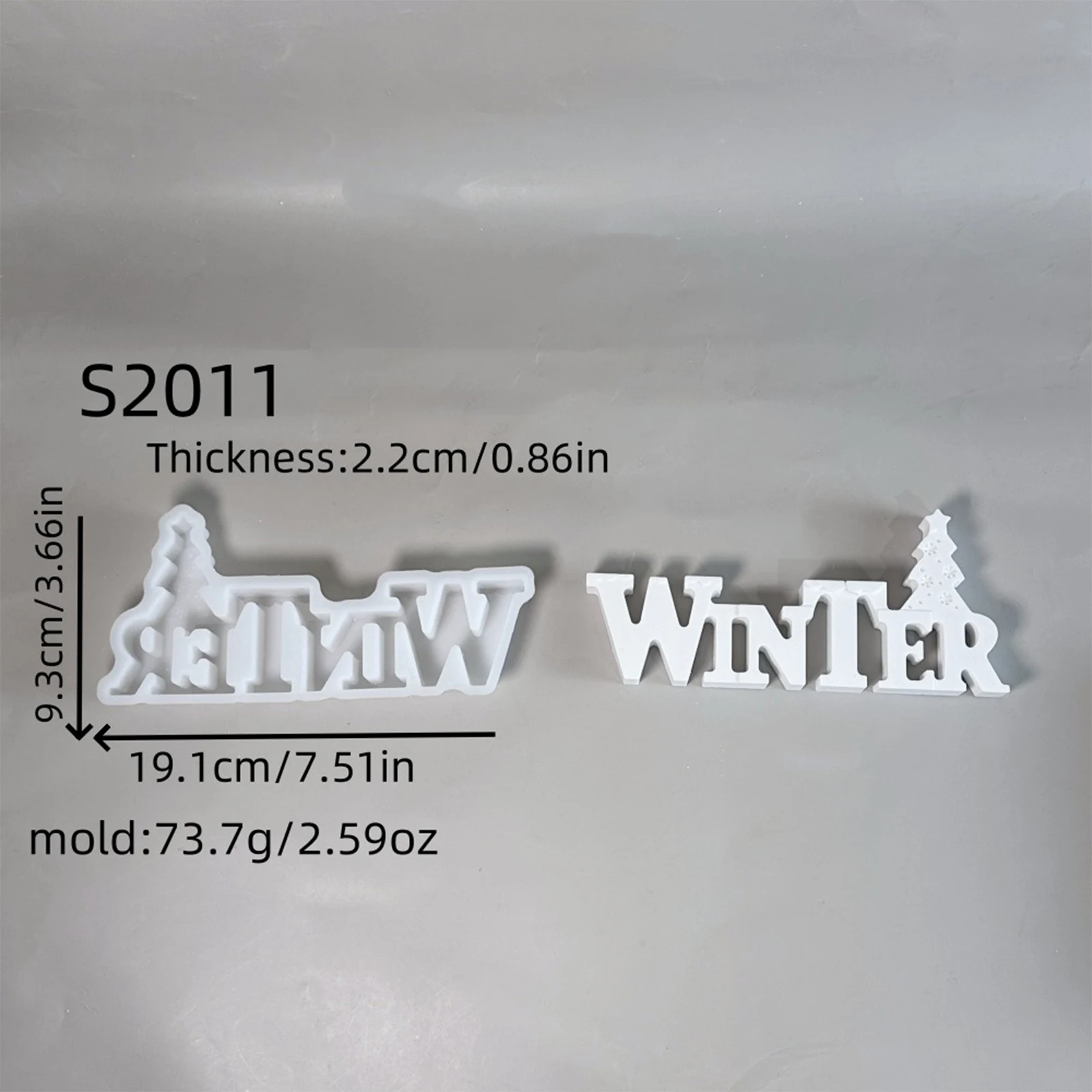 

3D Winter Word Sign Resin Mold Plaster Mold for Home Decor Winter Christmas Tree Silicone Mold Cement Gypsum