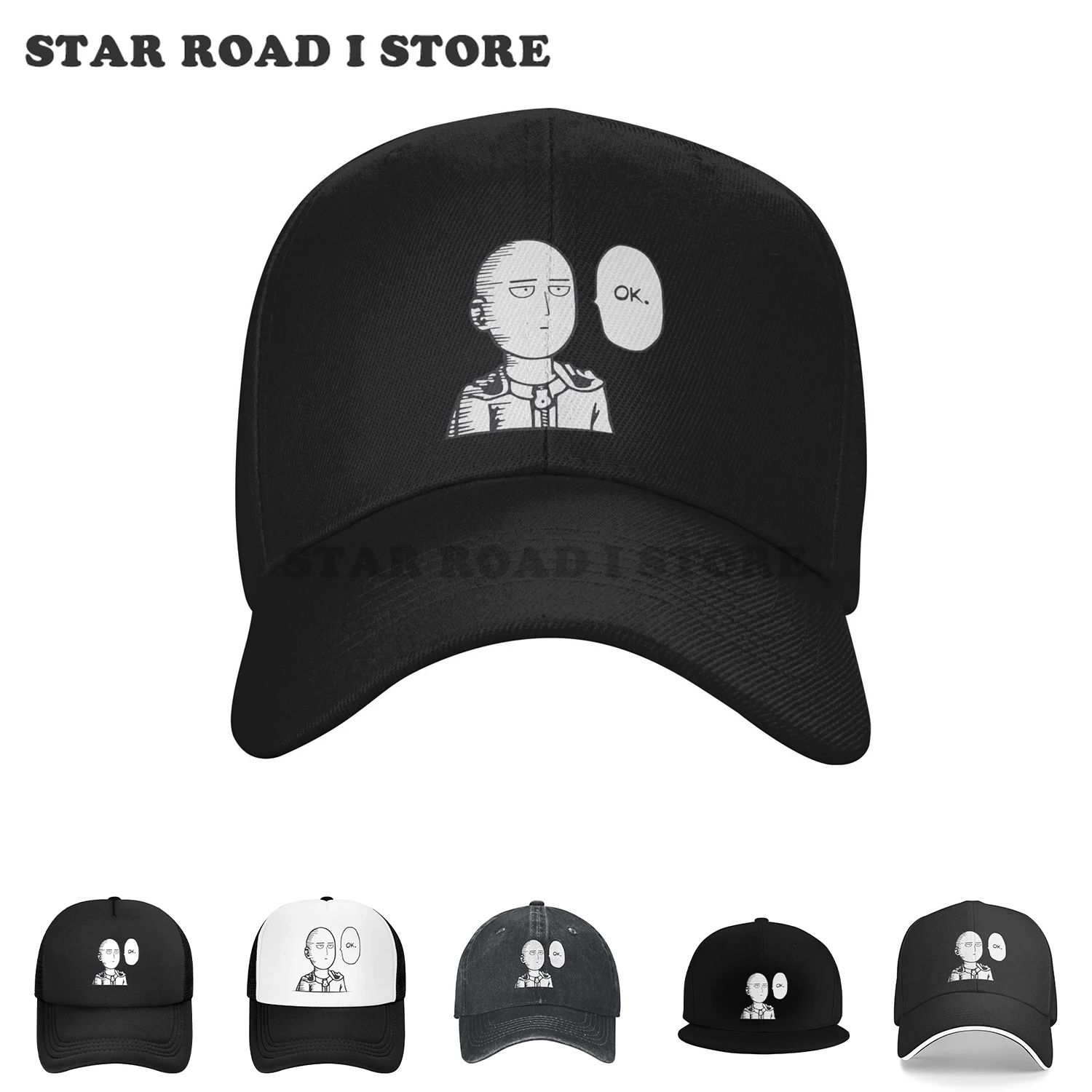 Gorra de béisbol personalizada de One Punch Man para hombre y mujer, gorro de béisbol de Anime Saitama, transpirable, de Manga de superhéroe japonés, ropa de calle para papá