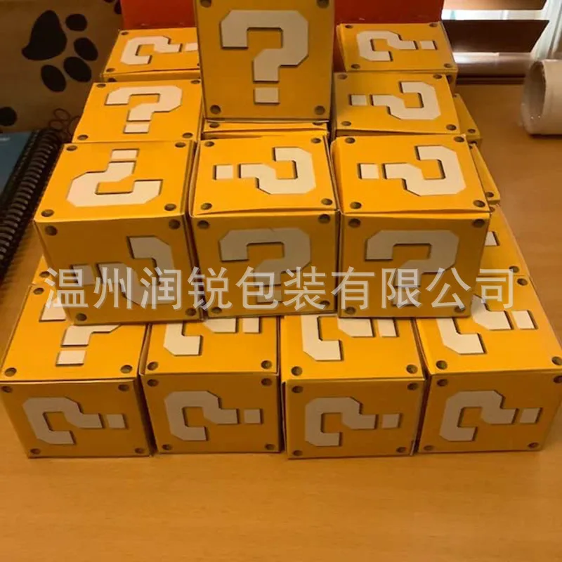 Super Mario Party Gift Box Yellow Candy Boxs Square Figure Carton Video Game Doll Catcher Question Mark Decoration Gift Cartons