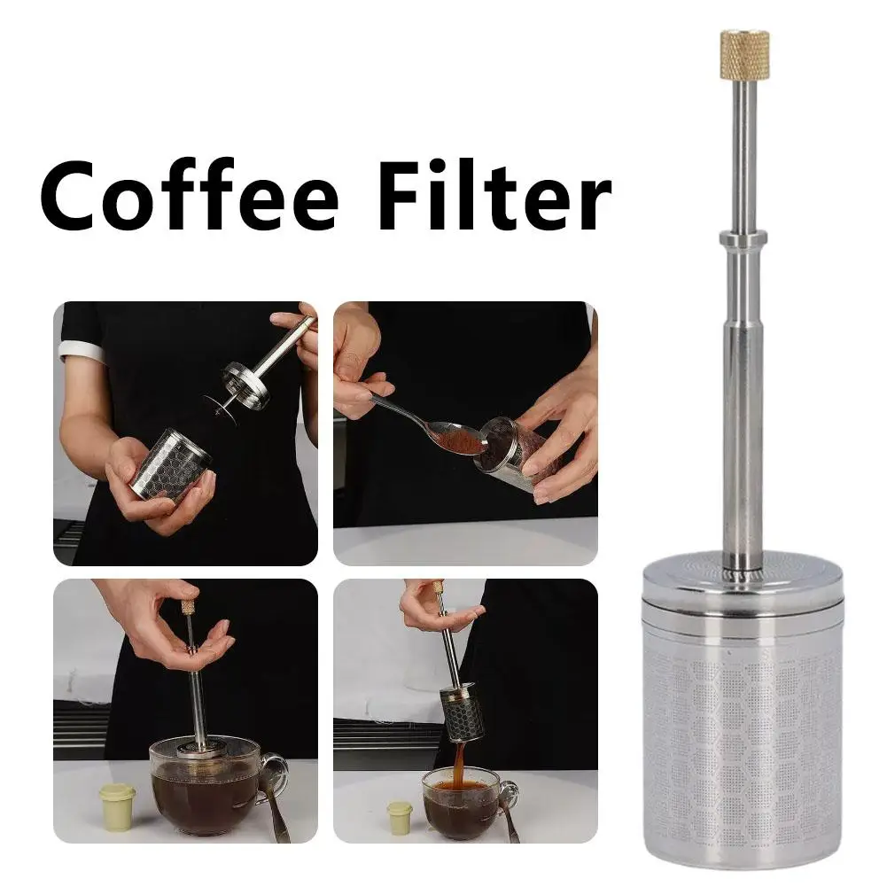 Stainless Steel Press Coffee Filter Small Holes Tea Strainer Food Grade Easy Clean Reusable No Paper Filter Multipurpose Kitchen