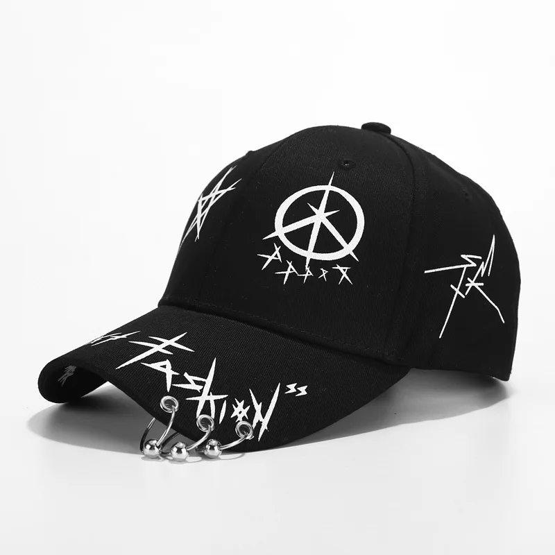 YOYOCORN New Student Young Men And Women The Spring Summer Sun Hat Cap And White Color Matching Pentagram Graffiti Baseball Cap