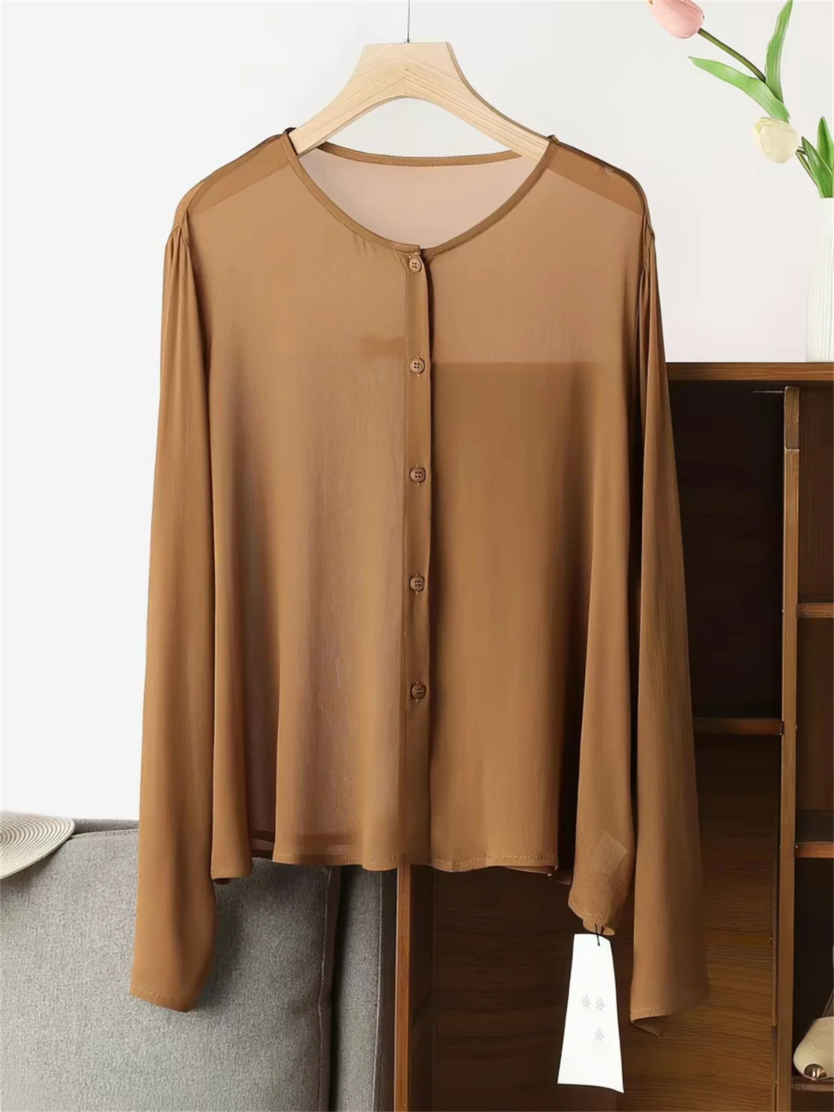 

Plus Size Casual Daily Long Sleeve Sun Protection Clothing Women's Fashionable Short Thin Chiffon Coat Summer Solid Cardigan