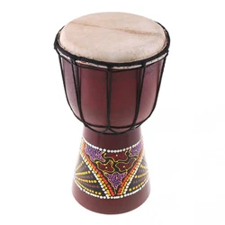 楽器用のアフリカの手彫りドラム、無垢材、ヤギの皮、伝統的なdjembe、6インチ