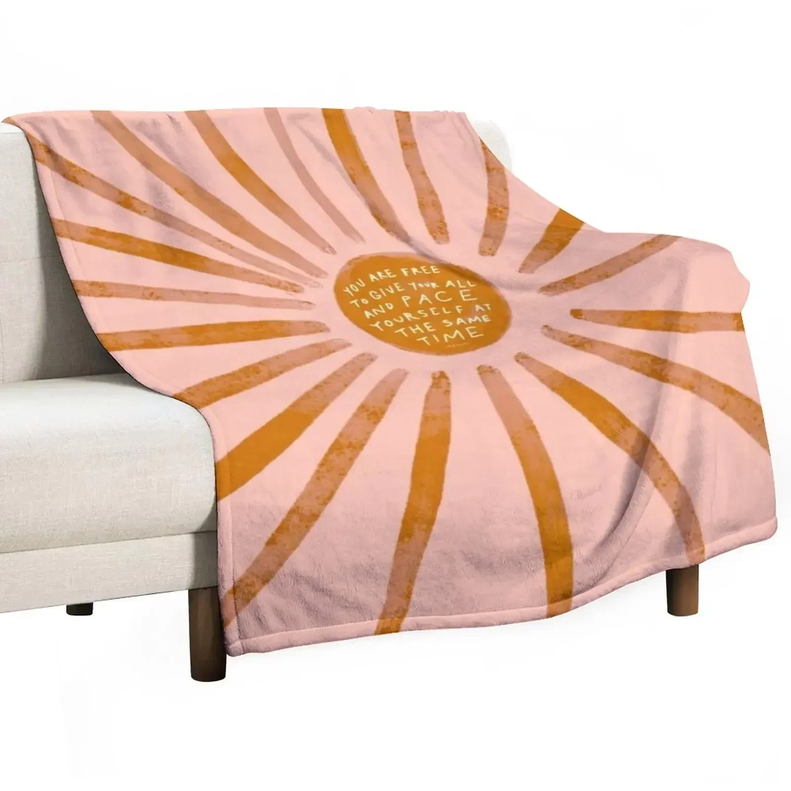 

You are free to give your all and pace yourself at the same time - inspirational quote and golden sun Throw Blanket