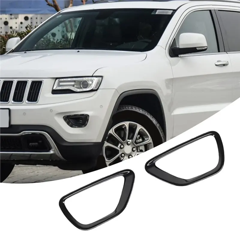 A98E-المصد الأمامي الضباب ضوء الحافة غطاء الكسوة إطار مصباح الضباب لسيارة جيب جراند شيروكي 2014 - 2017
