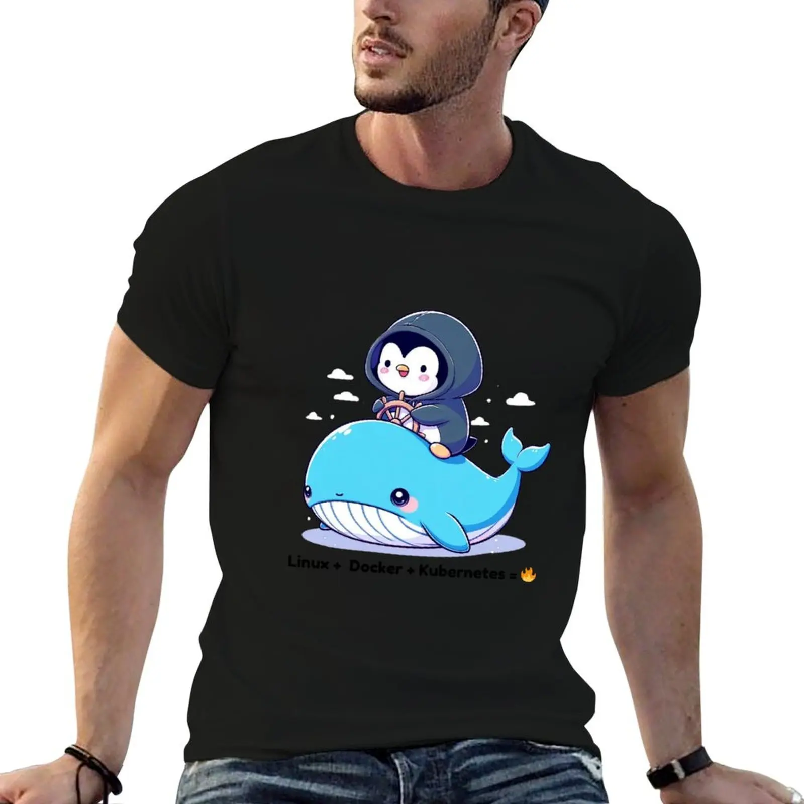 Linux + Docker + Kubernetes = ? T-Shirt kawaii clothes oversized graphic tee plus size tops t shirt men