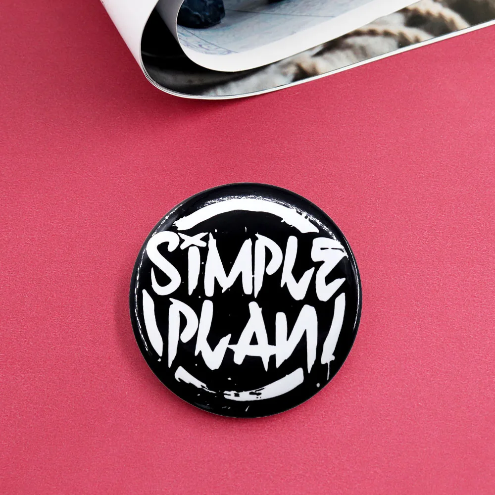 دبوس زر صفيح عتيق ، خطة بسيطة ، فرقة بانك بوب كندية ، ديكور مستدير ، إكسسوارات مجوهرات ، 58: #5