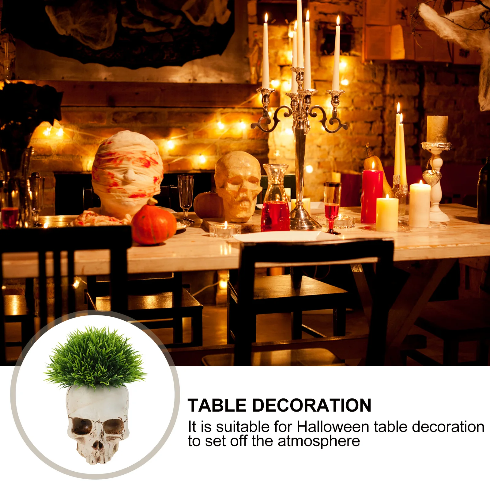 

1Pcs Halloween Skull Resin Flower Pot Succulent Planter Durable Home Adornment Flower Container Gift for Yard Garden Bar Decor