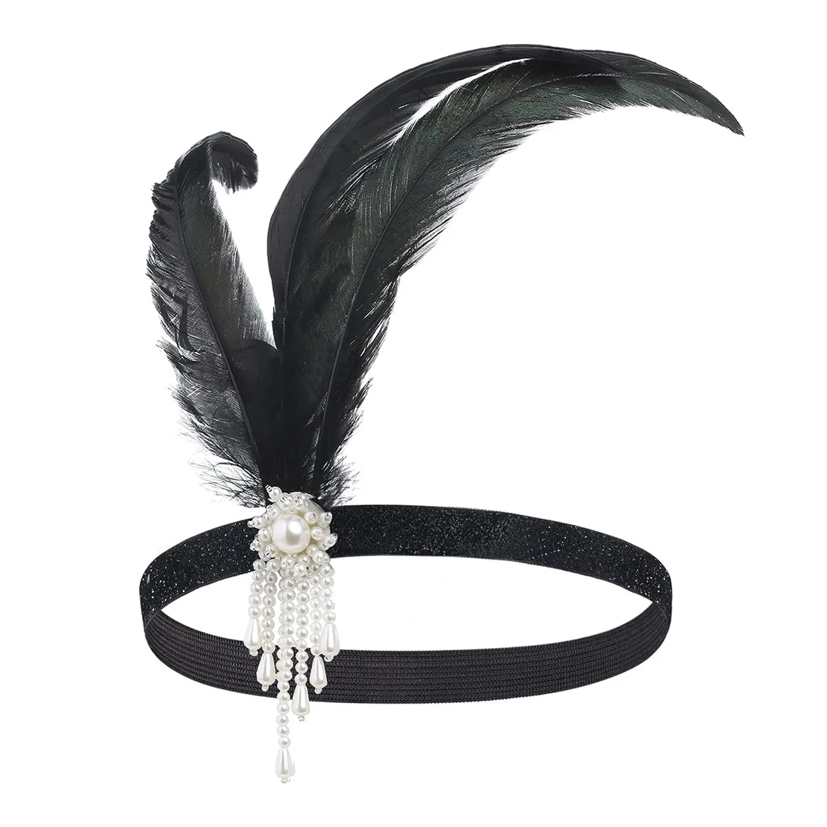 Headband 1920s Makeup Ball Decoration Feather Headband Gatsby Single Party Ladies Headwear Dress Up Feather Headband