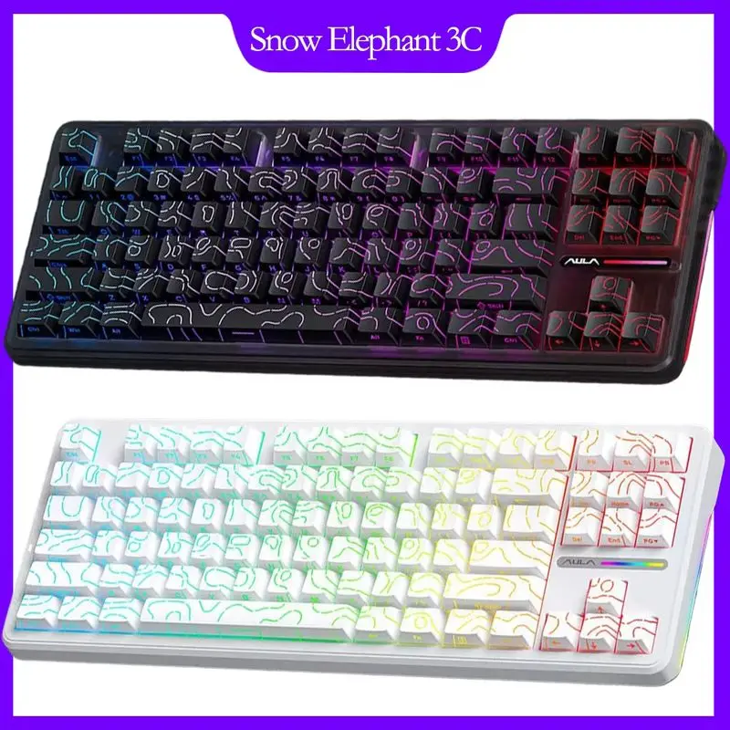 Aula F87 Wireless Mechanical Keyboard 75% Tkl Custom Hot Swappable Gaming Keyboards With Pbt Keycaps Pre-Lubed Greywood Switch