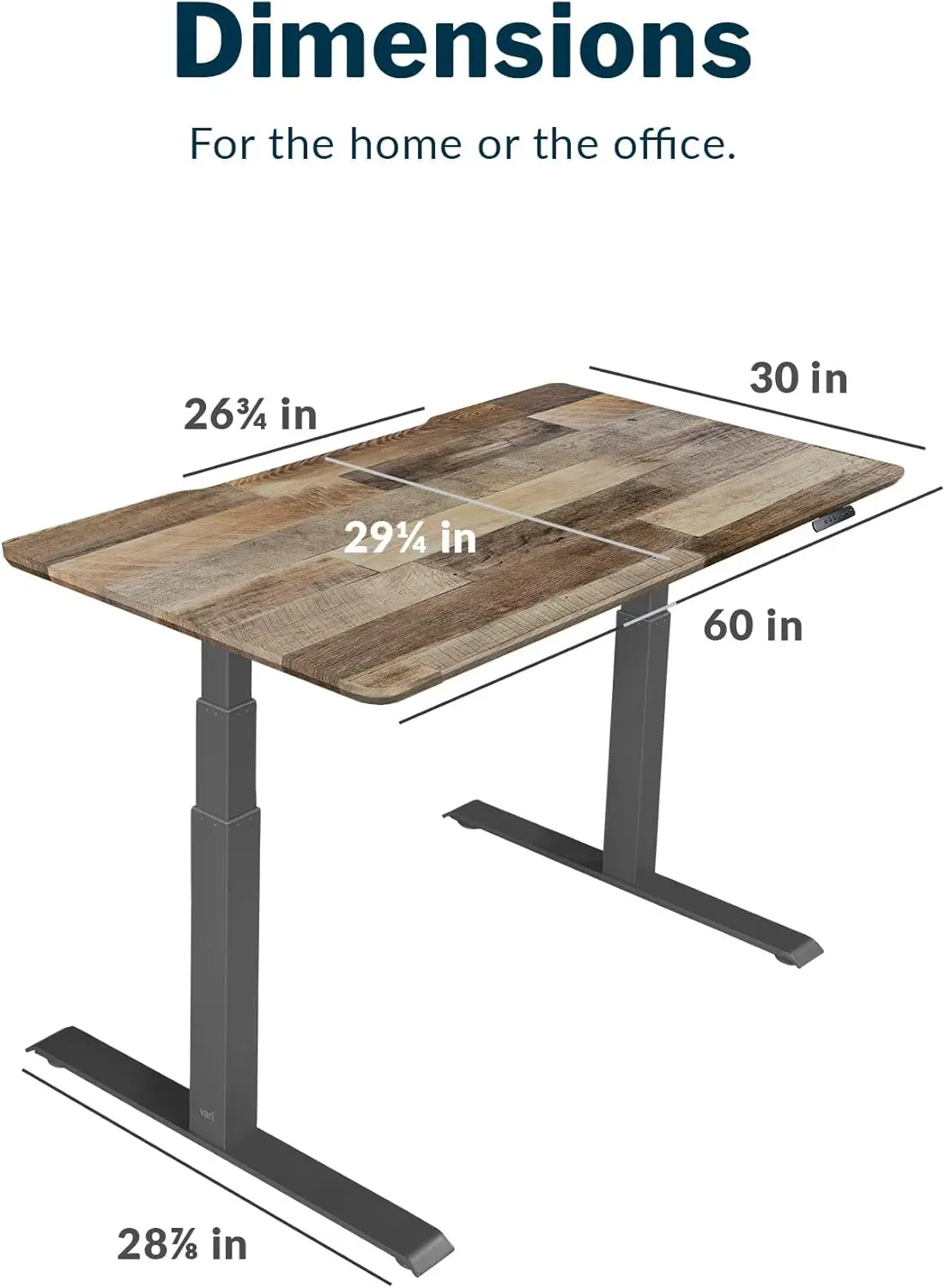 Vari Electric Standing Desk - 60X30 Varidesk, Adjustable Height Stand Up Desk - Dual Motor With Memory Presets, Stable T-Style