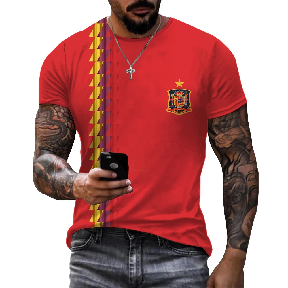 Summer Unisex Spain Flag And Cute 3d Print T-shirt Men Casual Spain Tshirt Funny Short Sleeve Oversized Breathable Sports Tops