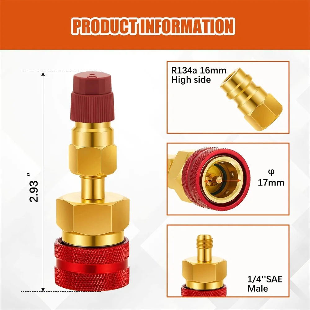 2/6pcs Adapter Quick Fitting Coupler R1234YF to R134A High Low Side Adapter Fitting Connector Car Air-conditioning Fitting Tools