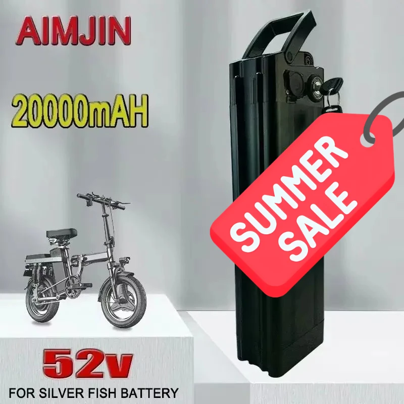 

100% New 52V 20000mAh Lithium ion Battery Pack 20Ah ,for Silver Fish Style with Aluminum Case Anti-theft Lock