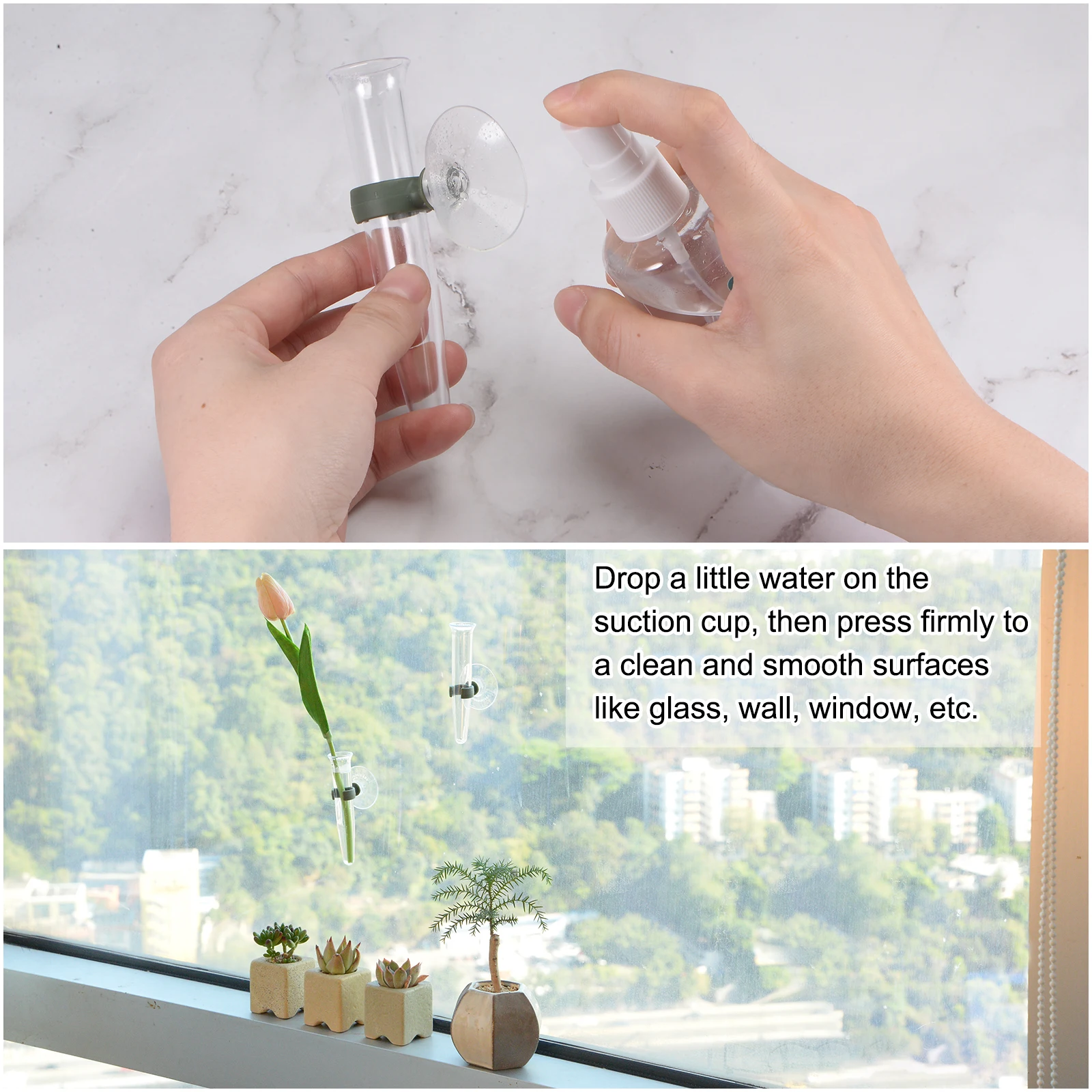 Uxcell 4 pezzi tubi d'acqua floreali con ventose 4.3 "fiore in plastica raccoglie fiale per piante fresche, arrangiamenti floreali
