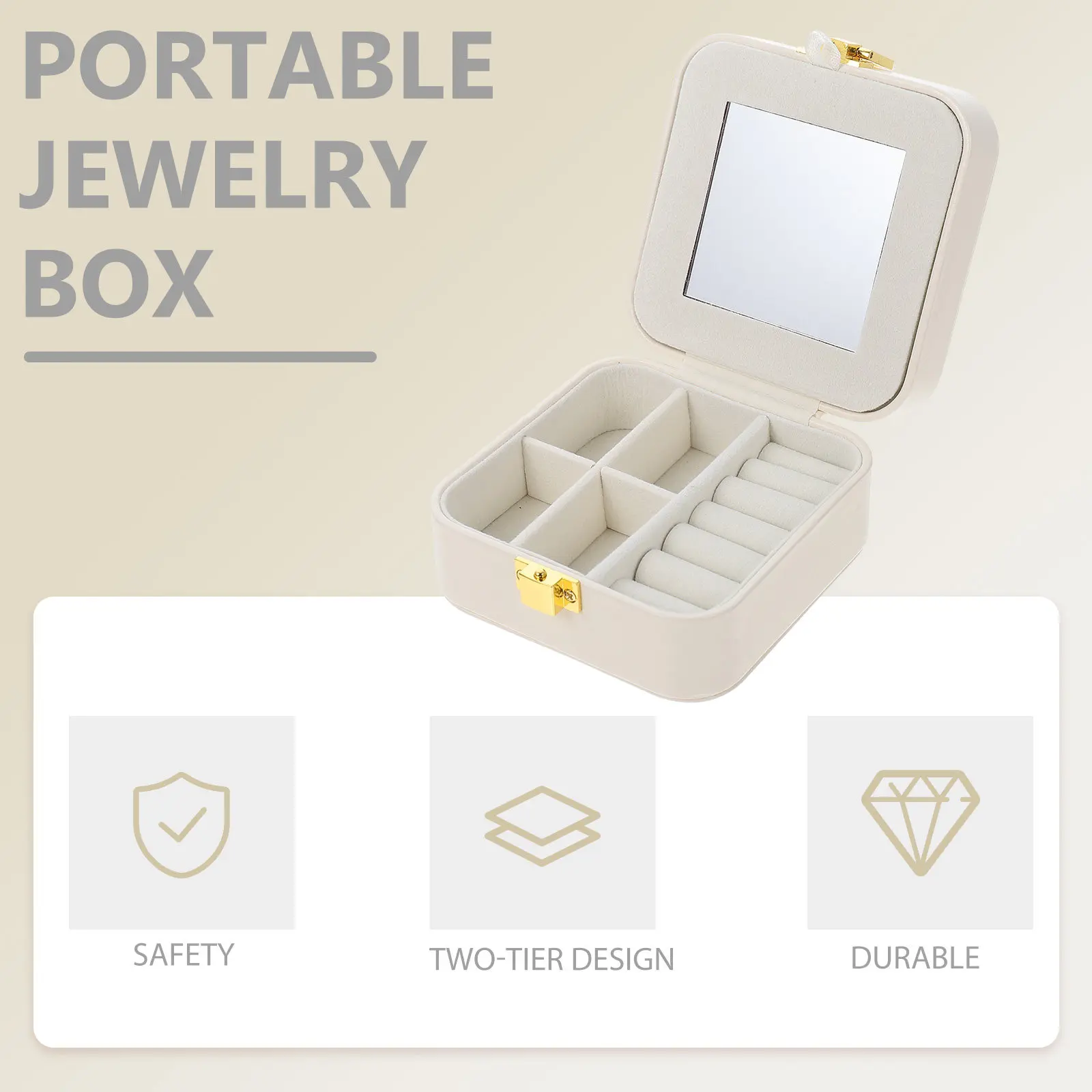 

Компактный футляр для хранения украшений: прочный, износостойкий дорожный органайзер для аксессуаров, колец, брошей, мелкой косметики