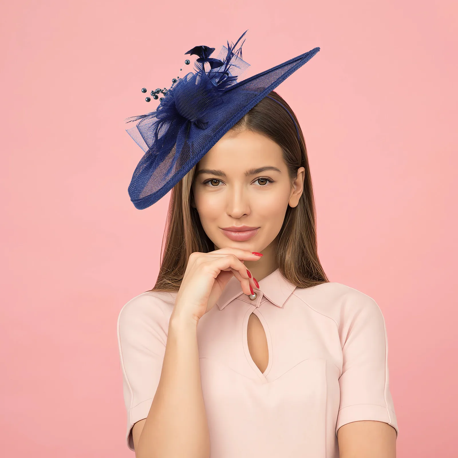 

Adjustable Mini Top Hat with Mesh Veil Fascinator Headwear for Women Garden Party Wedding Banquet Costume Accessory