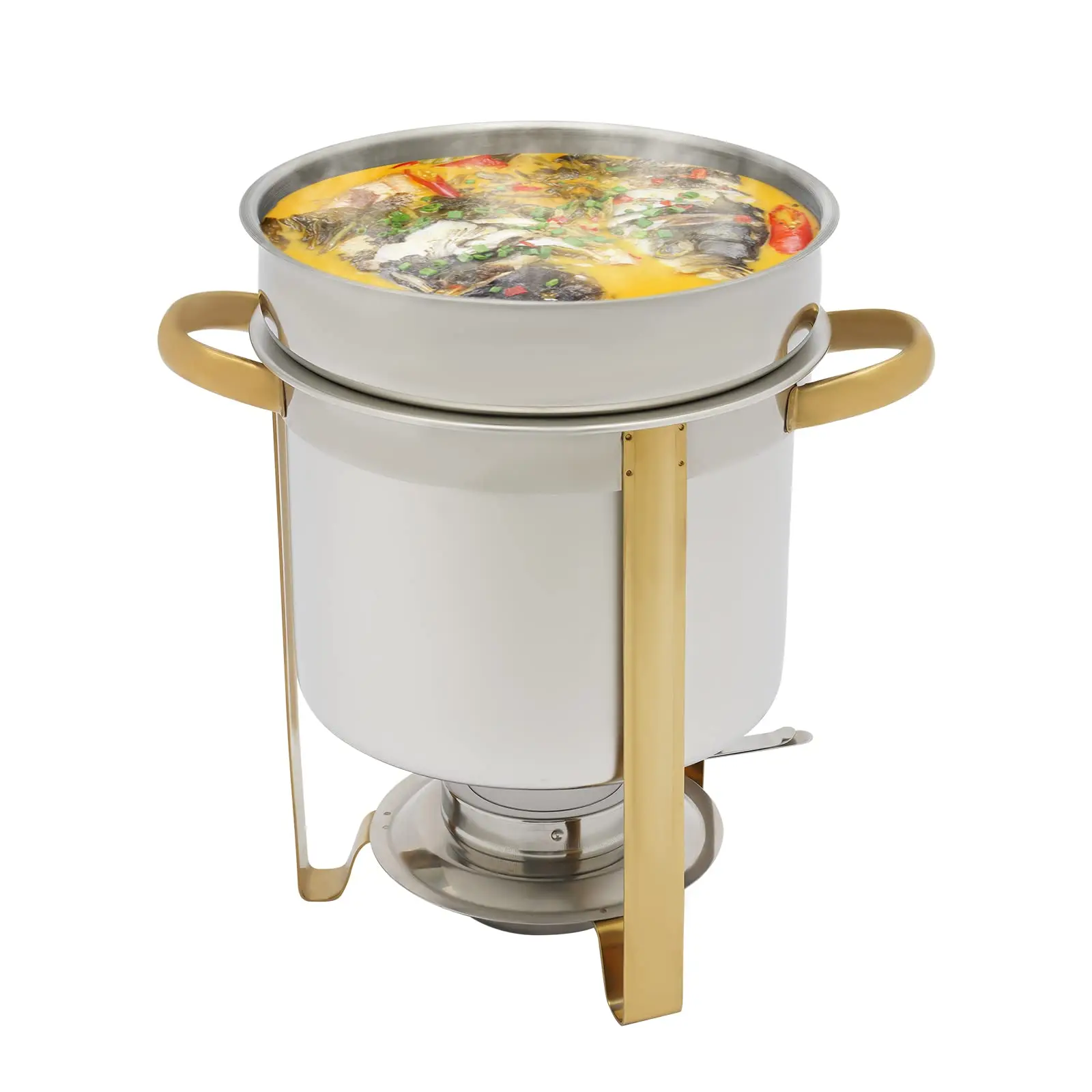 

7.4Qt Stainless Steel Soup Chafer Station, Commercial Soup Kettle Warmer, Gold/Silver Commercial Grade Warmer for Catering, Part