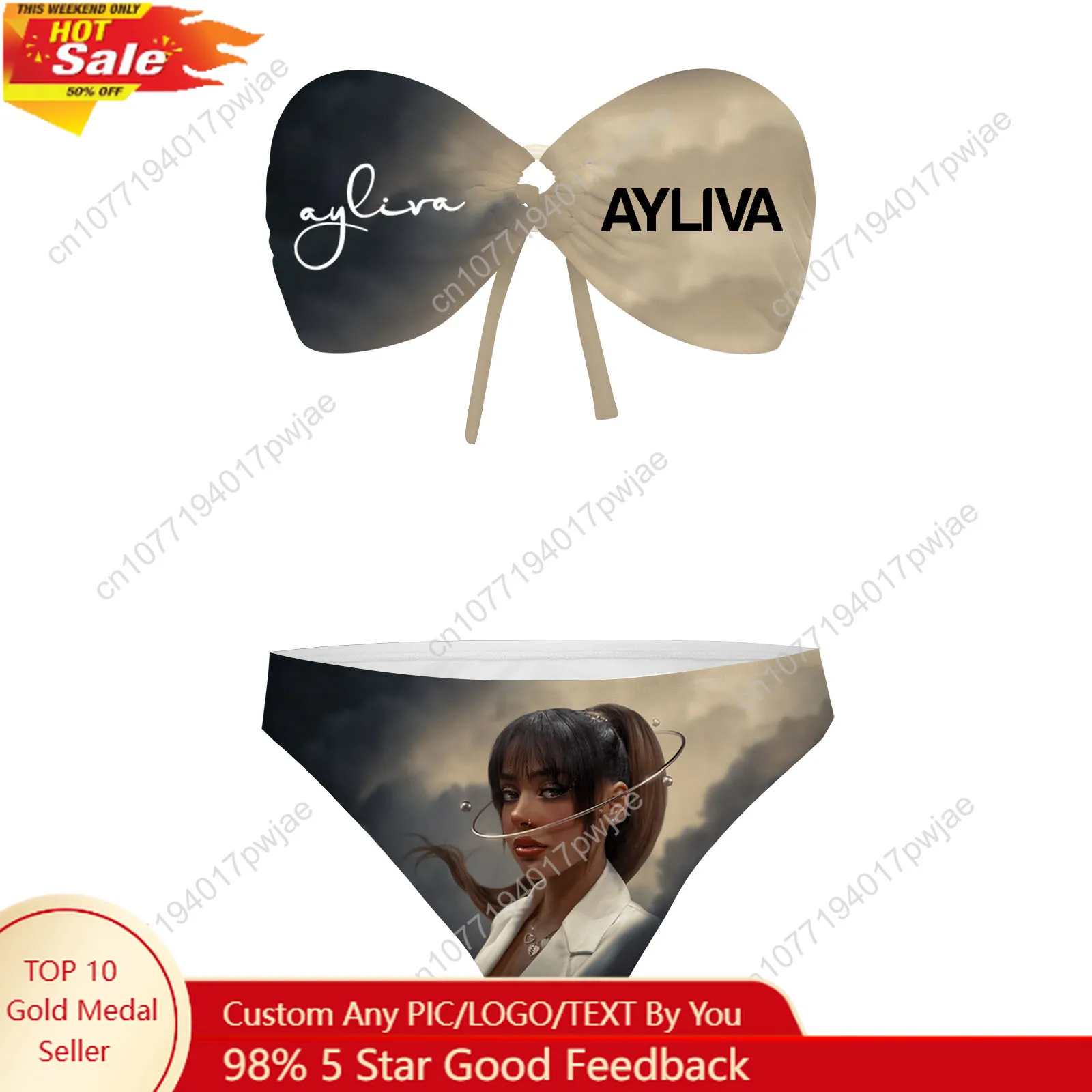 Ayliva Schwarzes Herz Wunder Strapless Swimsuit Bikini Womens Bathing Suits Swimwear Beach Sexy Bikini Customize Beachwear