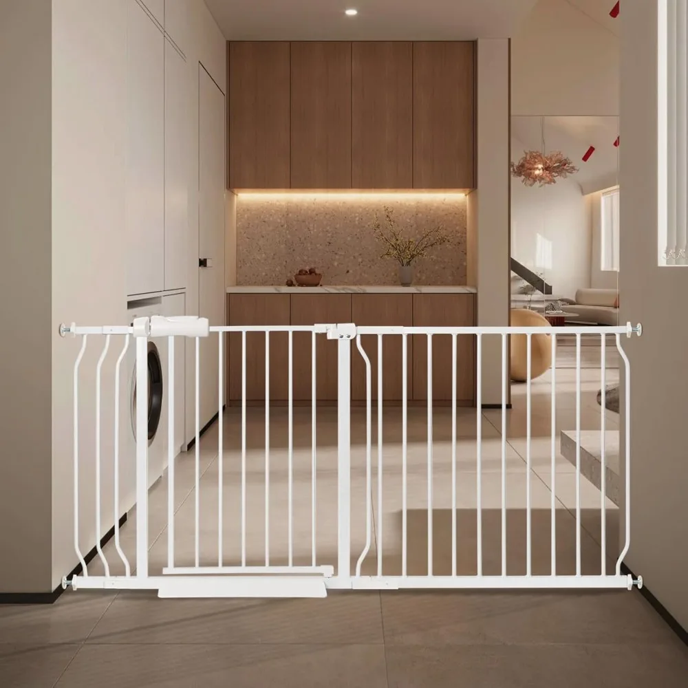 

Extra Wide Pressure Mounted Baby Gate with Door 57.48 to 66.92 Inch No Drill Pet Gate for Doorways Stairs Kitchen Indoor Home