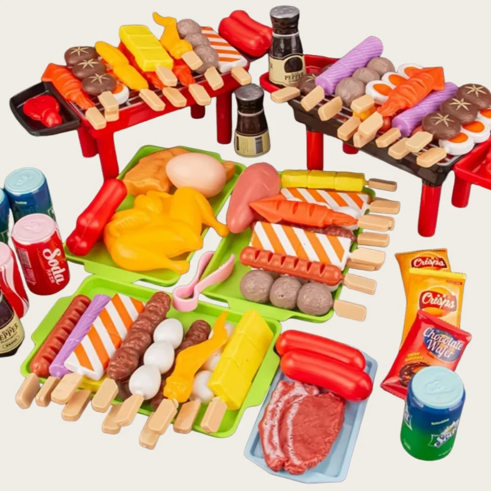 Bebê vestir-se brinquedos de cozinha conjunto churrasco crianças simulado churrasco panelas cozinhar comida simulada cosplay brinquedos educativos presente