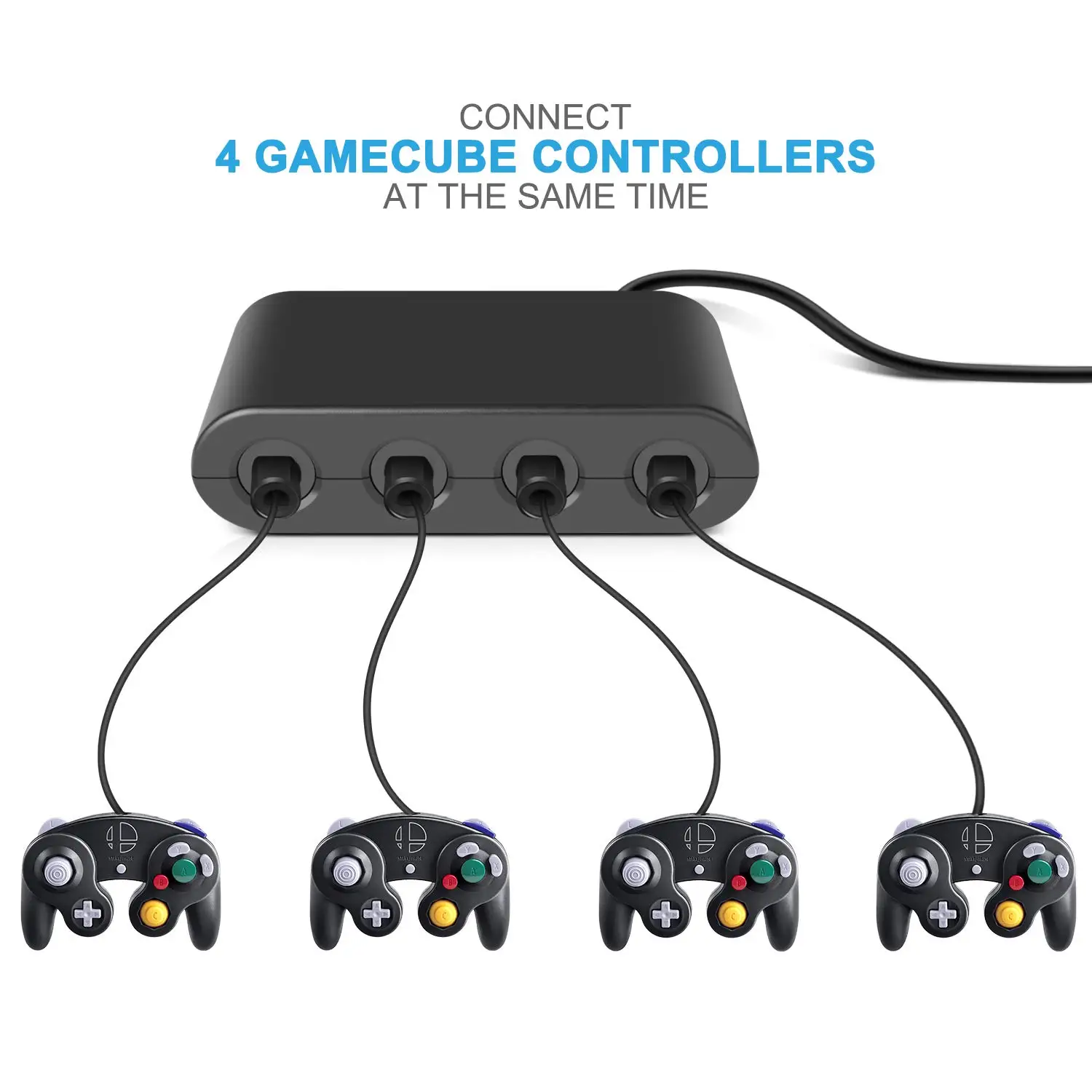 4-Port Gamecube Controller Adapter for Wii U, Nintendo Switch and PC USB