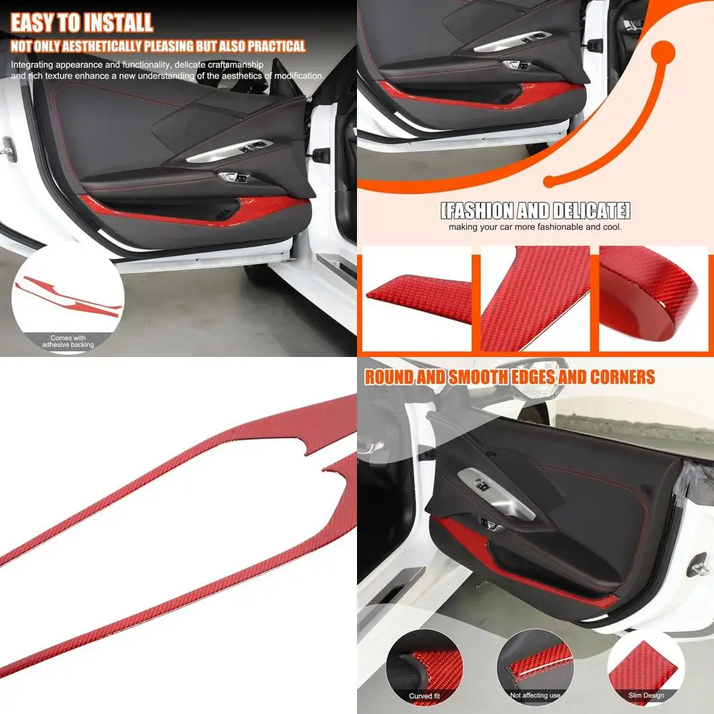 

Car Interior Door Panel Cover Trim Compatible with Corvette C8 Stingray 2020-2024 Real Carbon Fiber Door Lock Lower Panel Trim C