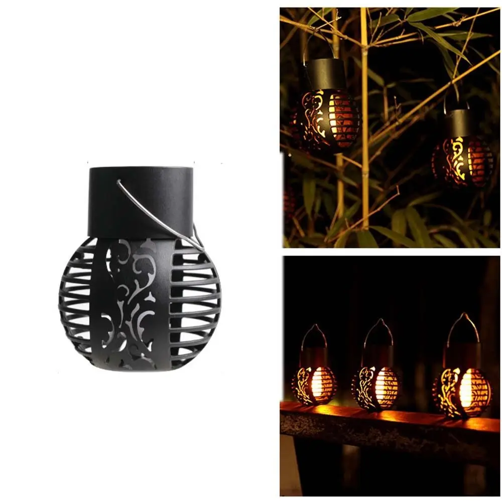 

Flame Effect Solar Flame Chandelier LED Lamp Waterproof Simulated Flame Lamp Hollow Sphericity Rust-proof Balcony