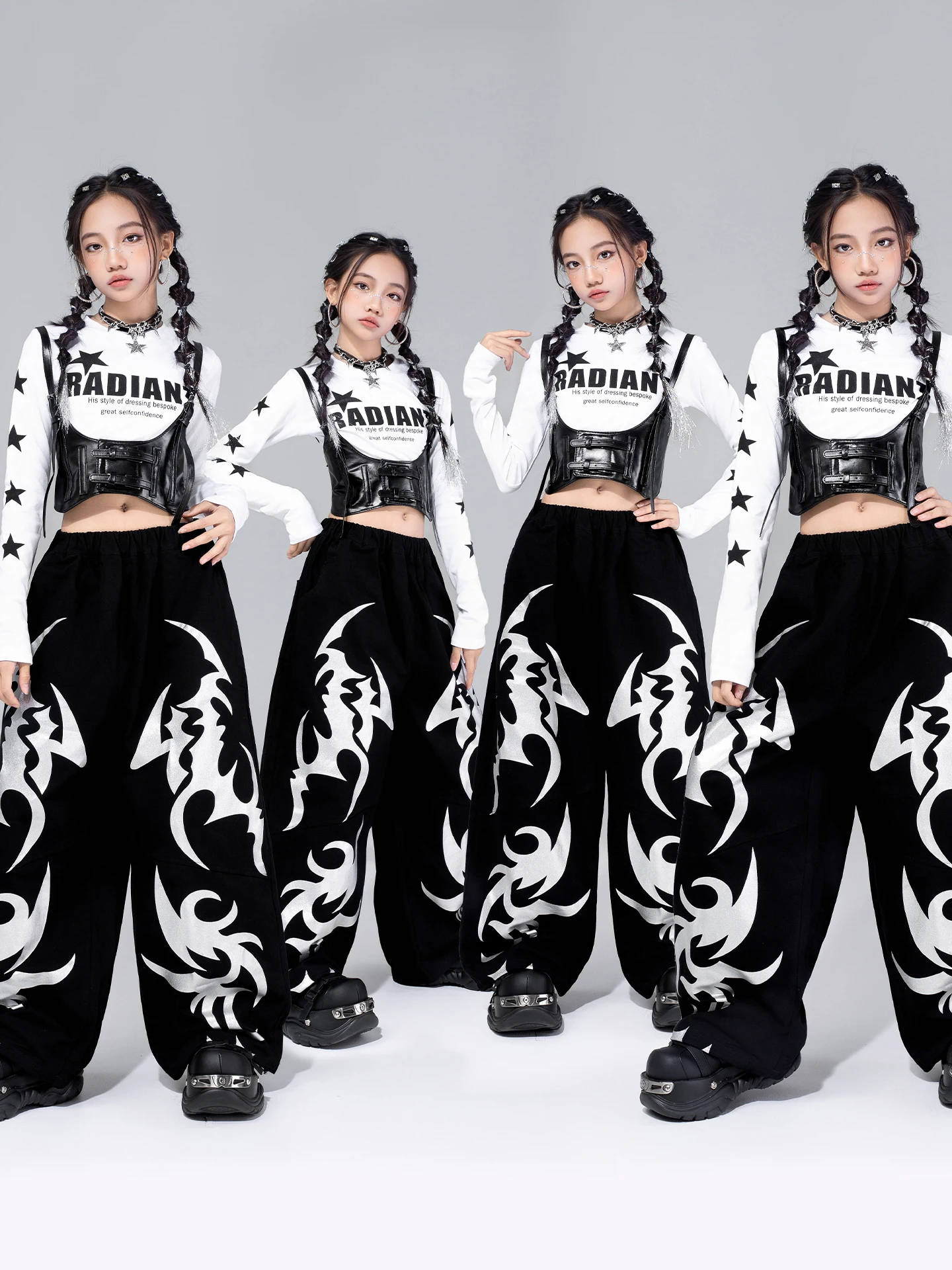 

Children'S Ballroom Dance Clothes Kids Hip Hop Clothing Kpop Outfits Girls Jazz Dance Costume Stage Dancing Suits DW11078