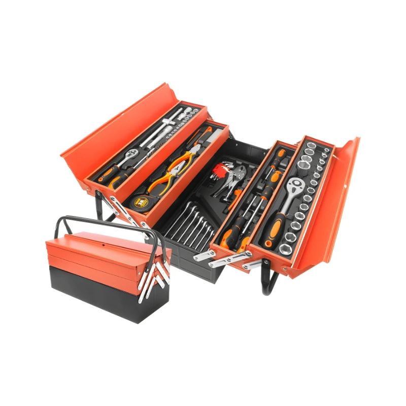 

Набор инструментов для авторемонта, 85 предметов, в железном кожаном трехслойном складном кейсе