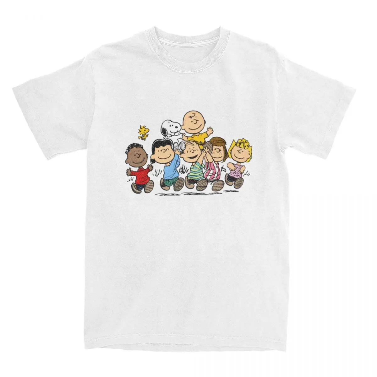 Camiseta de algodón puro para hombre y mujer, camisa divertida de personajes de cómics de cacahuetes, Snoopy, Charlie Brown, Linus y Lucy, novedad