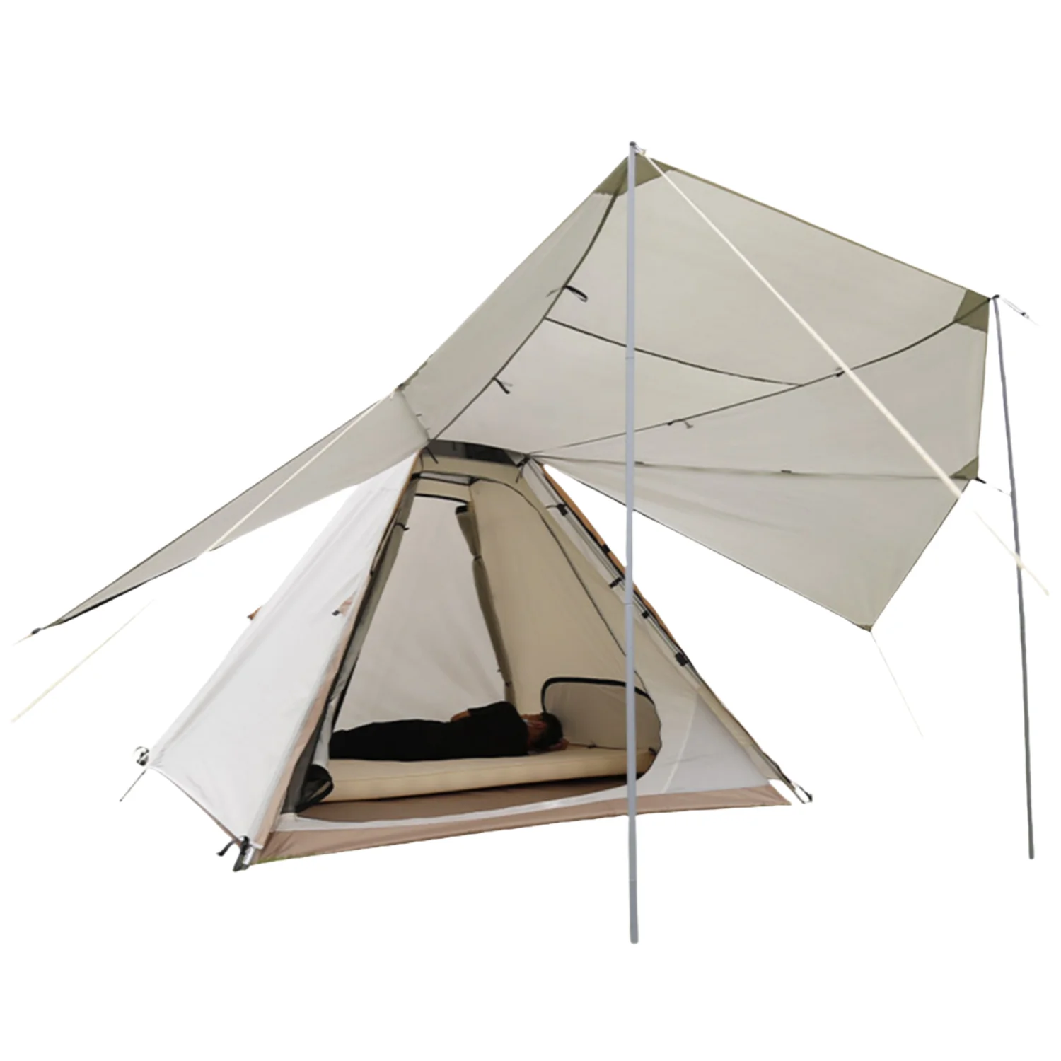 2024 Outdoor Camping Light Luxury Pyramid Double Layer Retractable Tent