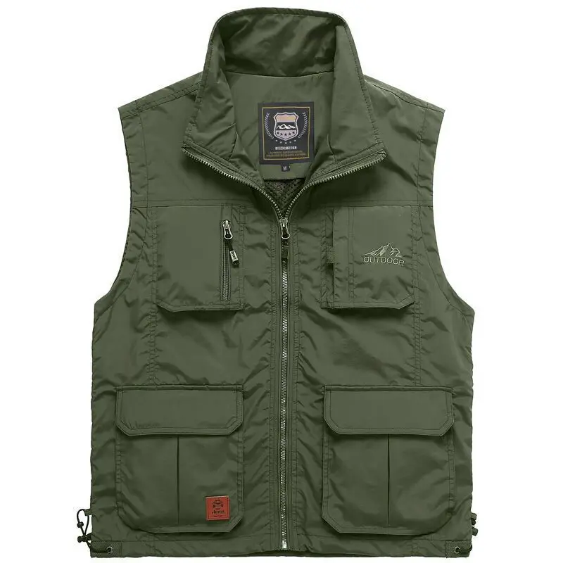 Spring Autumn Quick-Dry Multi-Pocket Fishing Vest Men's Loose Outdoor Casual Sleeveless Jacket