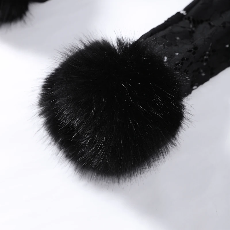 Modischer Wintermantel aus Kunstpelz mit Spitzen-Patchwork und Blumenmuster, Langarm, Damen-Oberbekleidung, Schicke Damen-Streetwear für Partys, Herbst 2026 – Detail 6