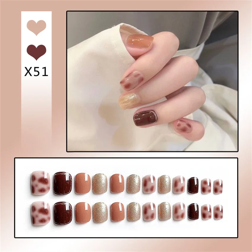 24Pcs/Set Melbourne Red Designs Handmade Press on Nails Full Coverage French Acrylic Wearing False Nails Stick Fake Nail Tips