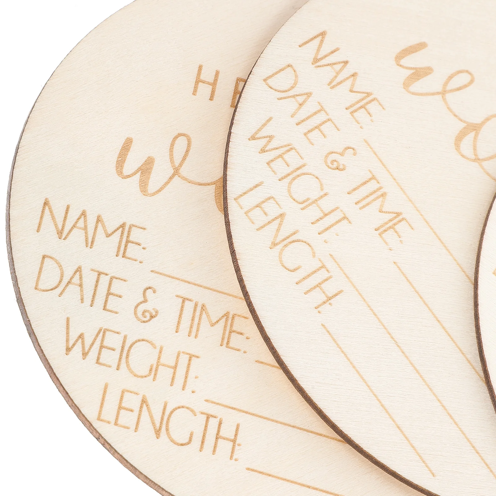 

5Pcs Newborn Baby Birth Announcement Signs Smooth Polished Wood Name Cards Nursery Photo Props Hospital Announcement