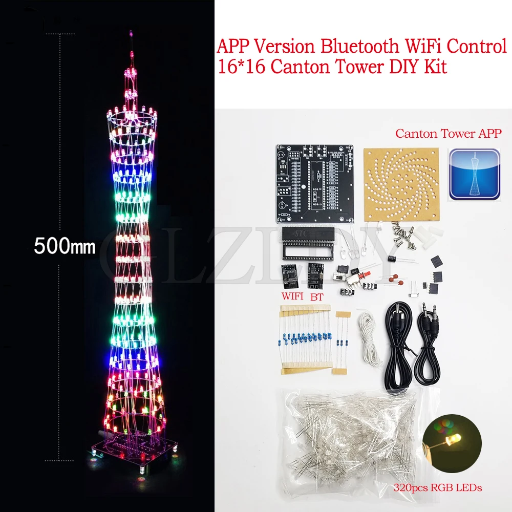 Bunte LED Canton Tower 16*16 DIY teile Kits Lampe Cube Display Elektronische Musik Spektrum Löten