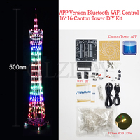 Colorful LED Canton Tower 16*16 DIY parts Kits Lamp Cube Display Electronic Music Spectrum Soldering Kit WIFI APP/Bluetooth