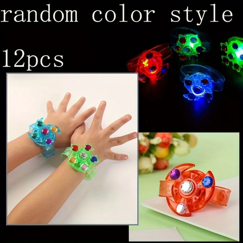 12 Pcs LED Luminous Fidget Spinner Bracelet, Kids Party Favor Gift Bag Filler Luminous Party Supplies Return Gift Carnival Gifts