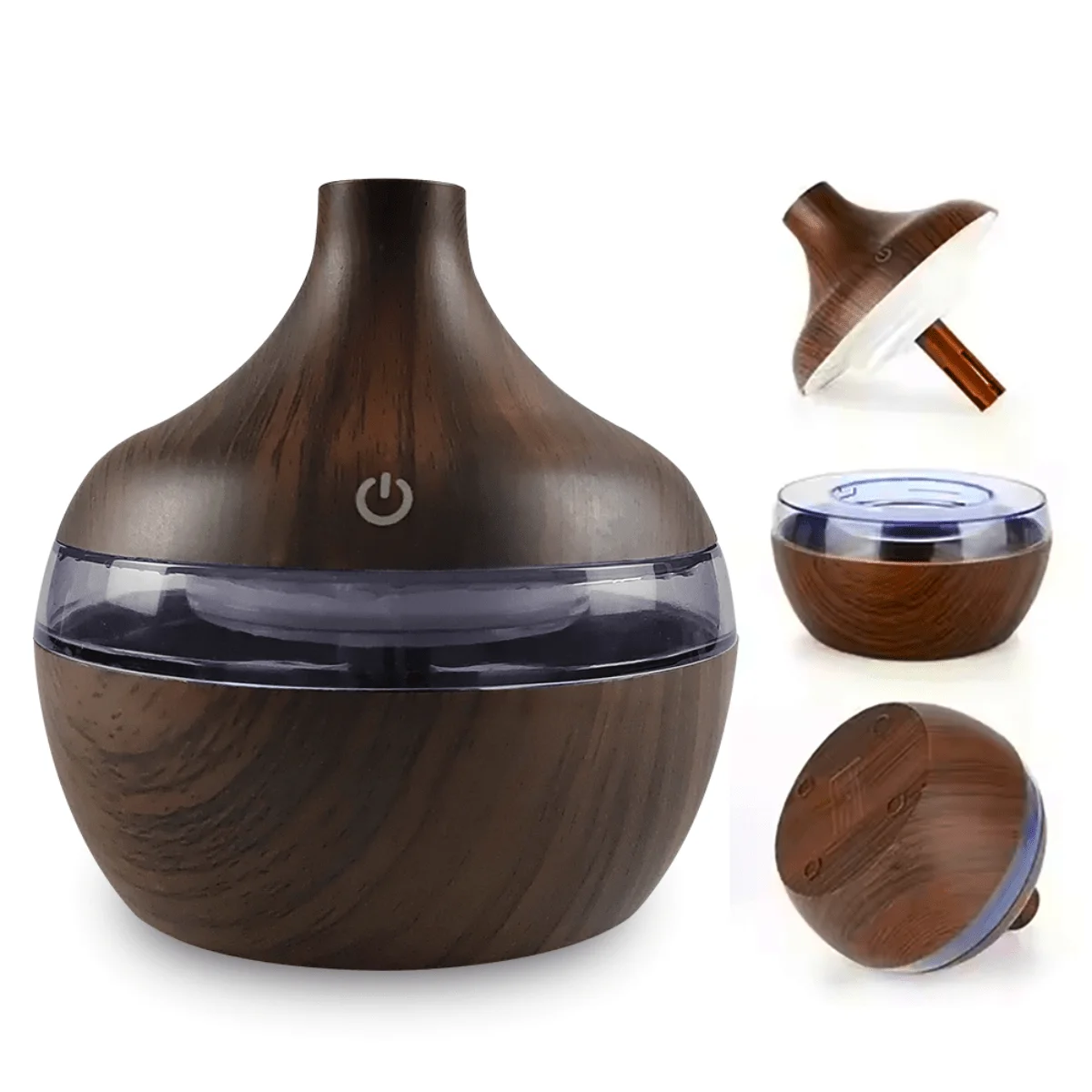 USB Desktop Humidifier, 300ml Wood Grain Small Humidifier With 7-Color Changing Light & Touch Control, Quiet Cool Mist For Home, Office, Bedroom