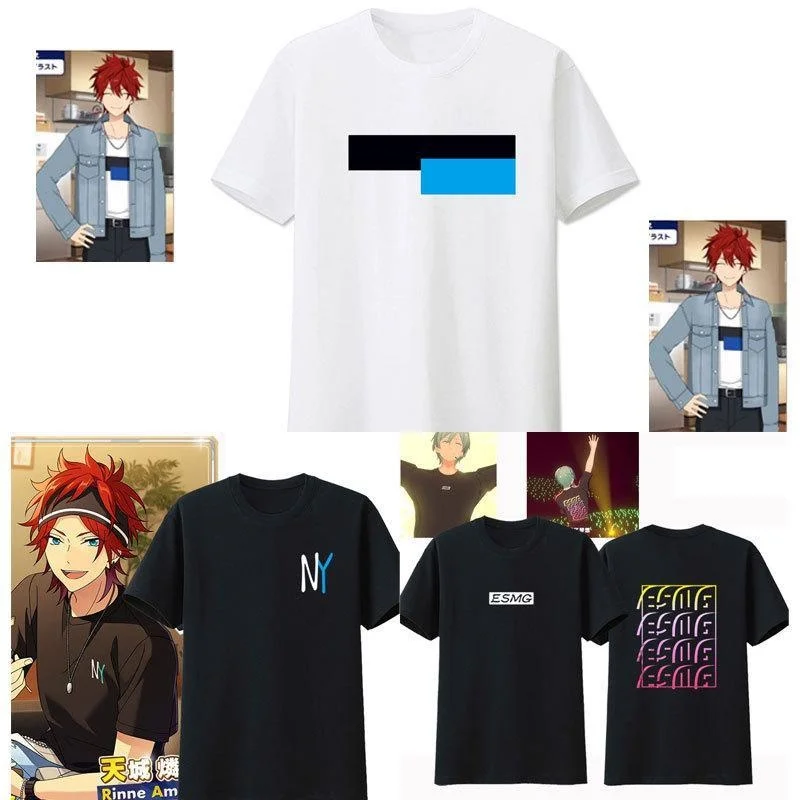 Ensemble Stars 2 Cosplay Shinobu Sengoku T-shirt Sazanami Jun Cosplay Clothing Rebel Wild Wind Combination Pure Cotton T-shirt