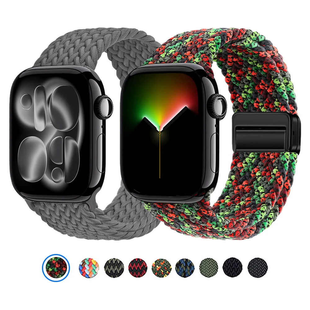 Geflochtene Armbänder für Apple Watch 40mm 42mm 46mm 45mm 41mm 44mm 49mm Magnetisches Metall-Armband Serie 11 10 9 7 6 8