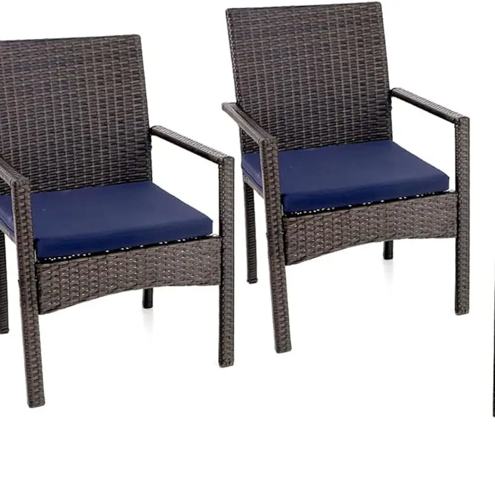 

4-Piece Outdoor Cushioned Rattan Dining Set with Removable PE Wicker Cushions for Patio, Deck, or Porch