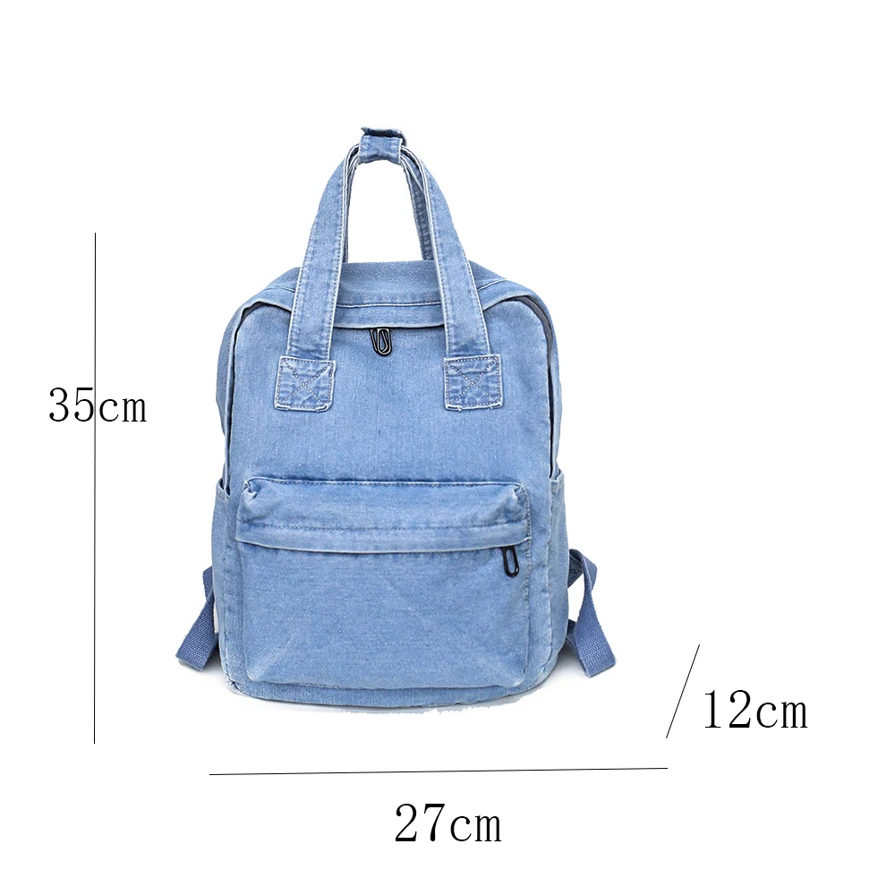 Embroidery New Fashion Women\'s Denim Backpack Personalized Name Ladies Travelling Totes Custom Outdoor Denim Shopping Tote Bag