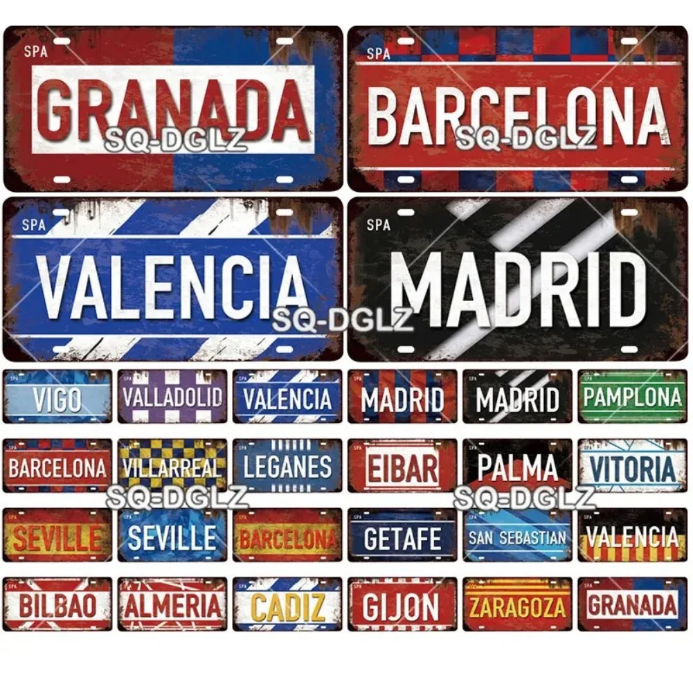 Spanien Stadt Vintage Metallschild (15 x 30 cm) – Barcelona-Flagge Poster Dekor, perfekt für Bar/Heim-Wandkunst